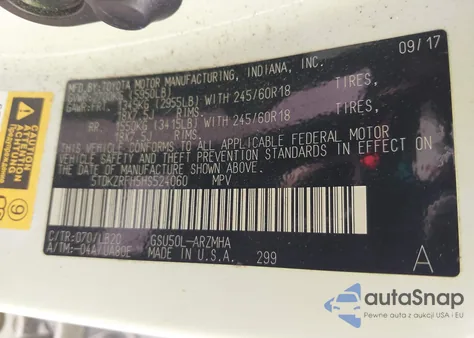 2017 Toyota Highlander Xle from USA, damaged, VIN 5TDKZRFH5HS524060